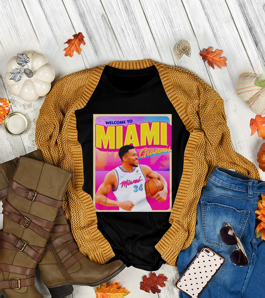 Welcome to Miami Giannis Miami Heat Basketball 34 T-Shirt