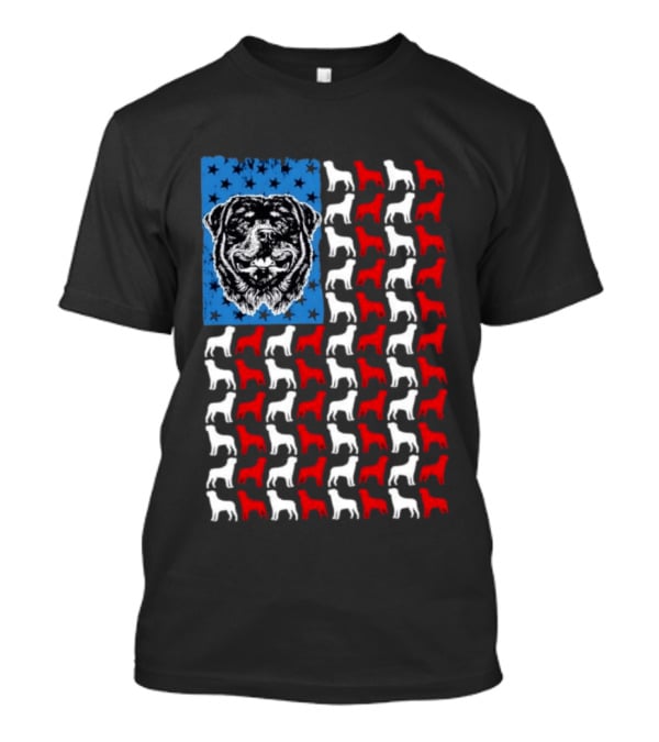 USA Flag Rottweiler Dog Stars Stripes Patriotic T-Shirt