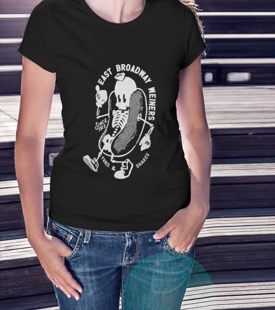 Since 1913 Skeleton Giving Thumbs Up East Broadway Weiners Fries Shakes T-Shirt