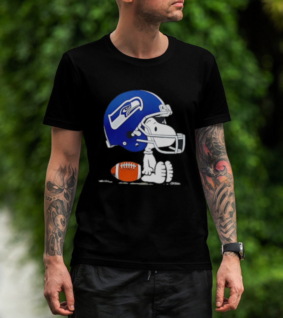 Snoopy Seattle Seahawks Football Helmet Collaboration T-Shirt