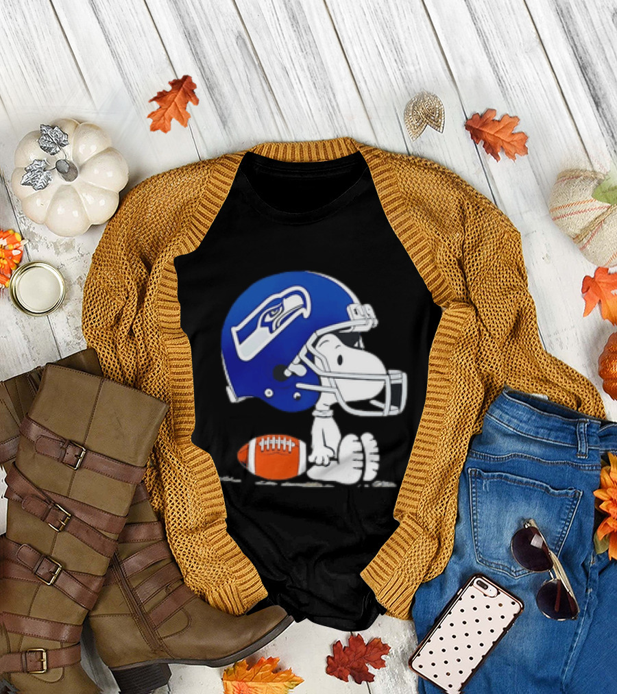 Snoopy Seattle Seahawks Football Helmet Collaboration T-Shirt