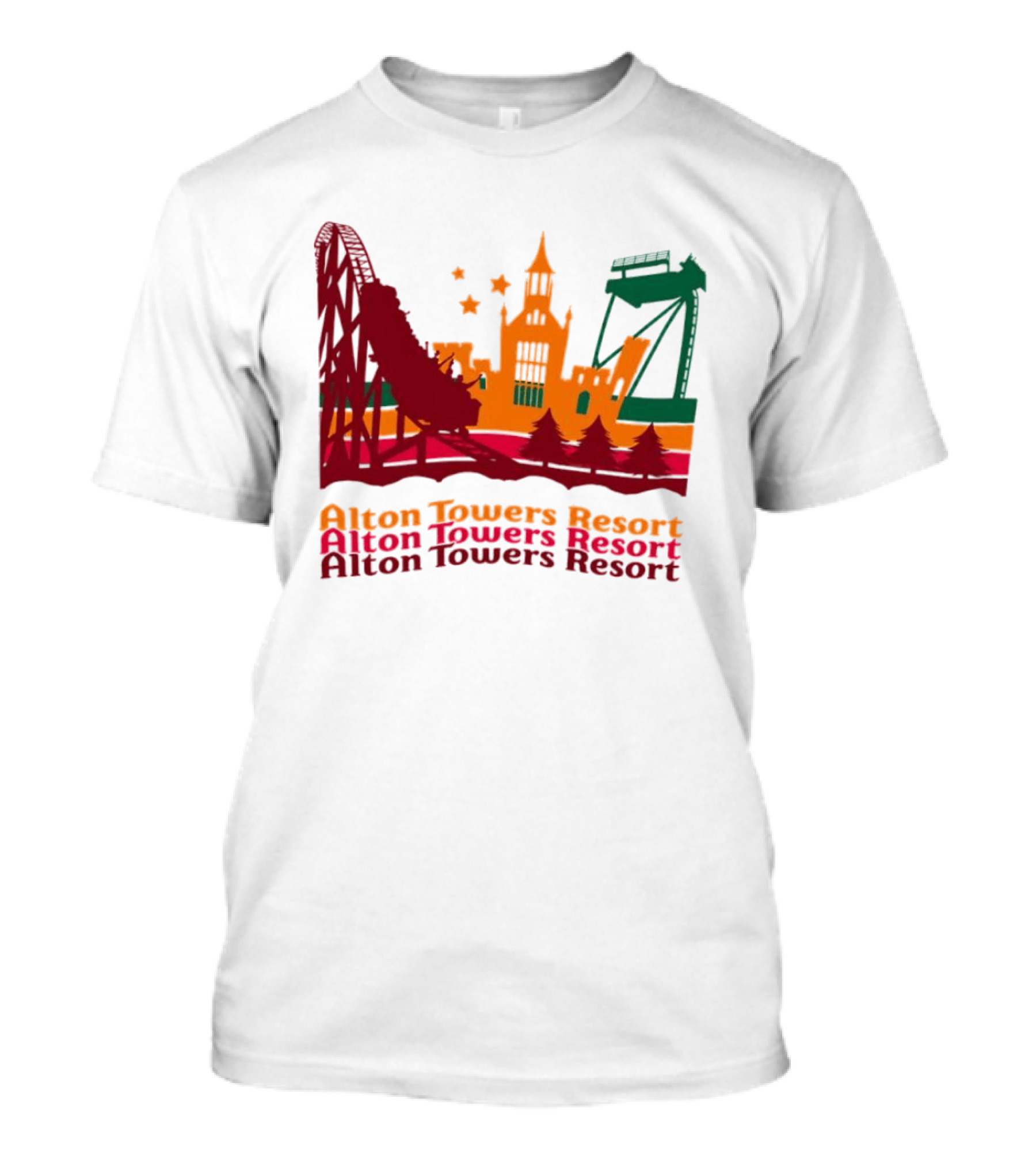 Alton Towers Resort Iconic Rides And Castle Attractions T-Shirt