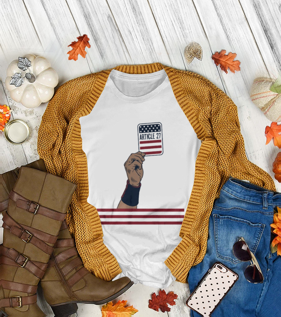 Article 27 USA Hand Constitution American Flag T-Shirt