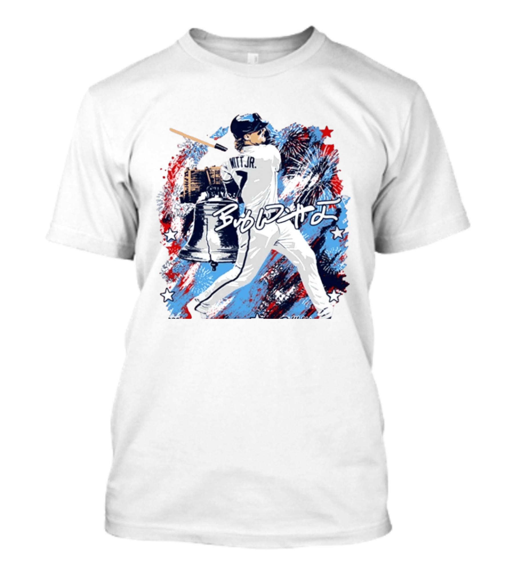 Bobby Witt Jr 2026 Philly Liberty Bell And Fireworks Baseball T-Shirt