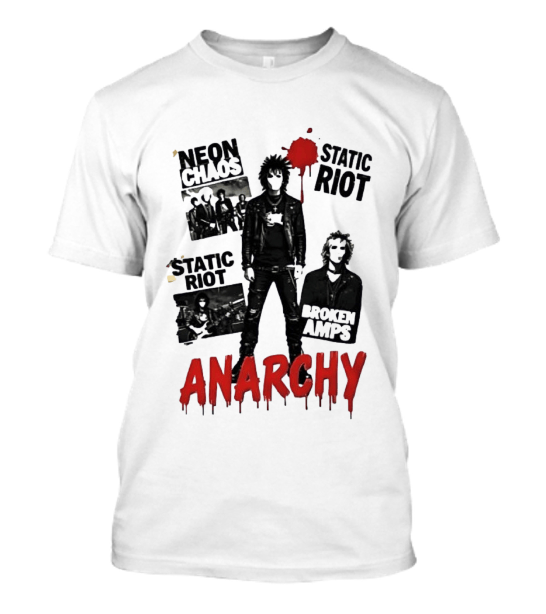 Neon Chaos Static Riot Broken Amps Anarchy Punk Rock Musician T-Shirt