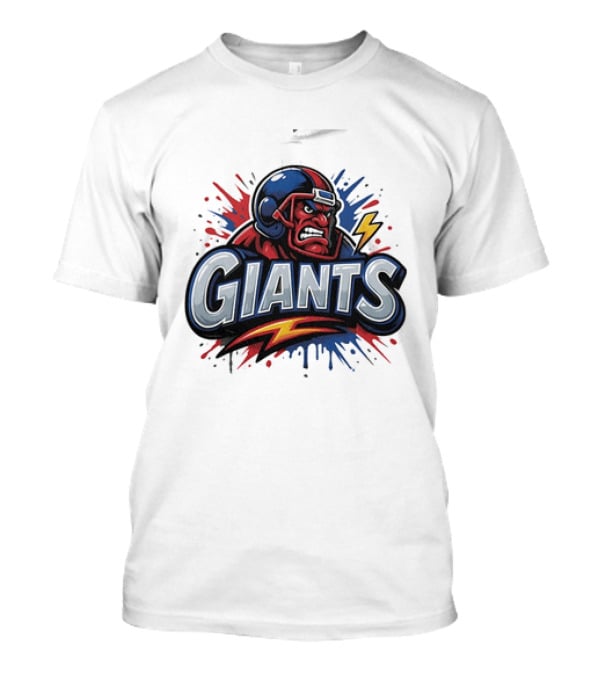 New York Giants Graffiti Style Football Helmet Lightning Bolt T-Shirt