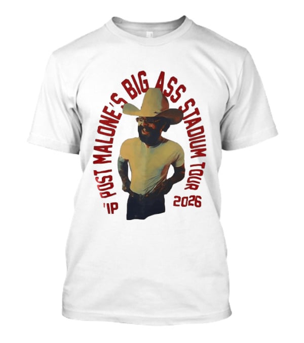 Post Malone Big Ass Stadium Tour 2026 Cowboy Hat And Beard T-Shirt