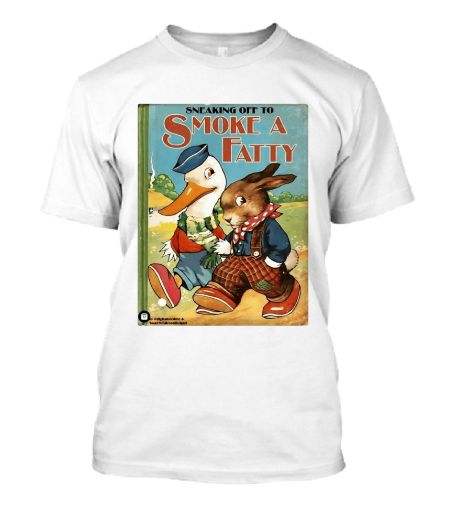 Sneaking Off To Smoke A Fatty Anthropomorphic Duck Rabbit Book Cover T-Shirt