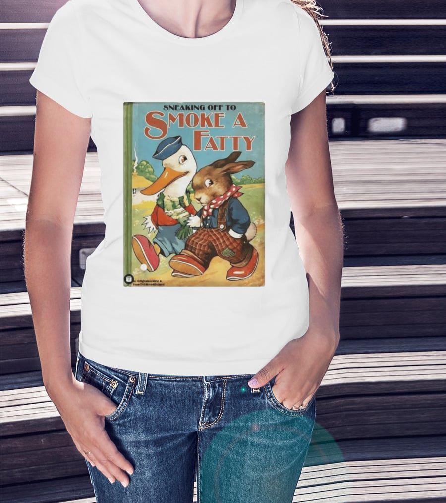 Sneaking Off To Smoke A Fatty Anthropomorphic Duck Rabbit Book Cover T-Shirt