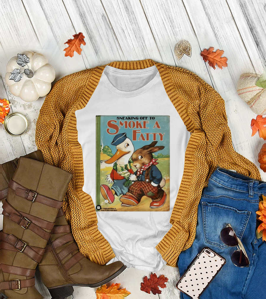 Sneaking Off to Smoke a Fatty Anthropomorphic Duck Rabbit Book Cover T-Shirt