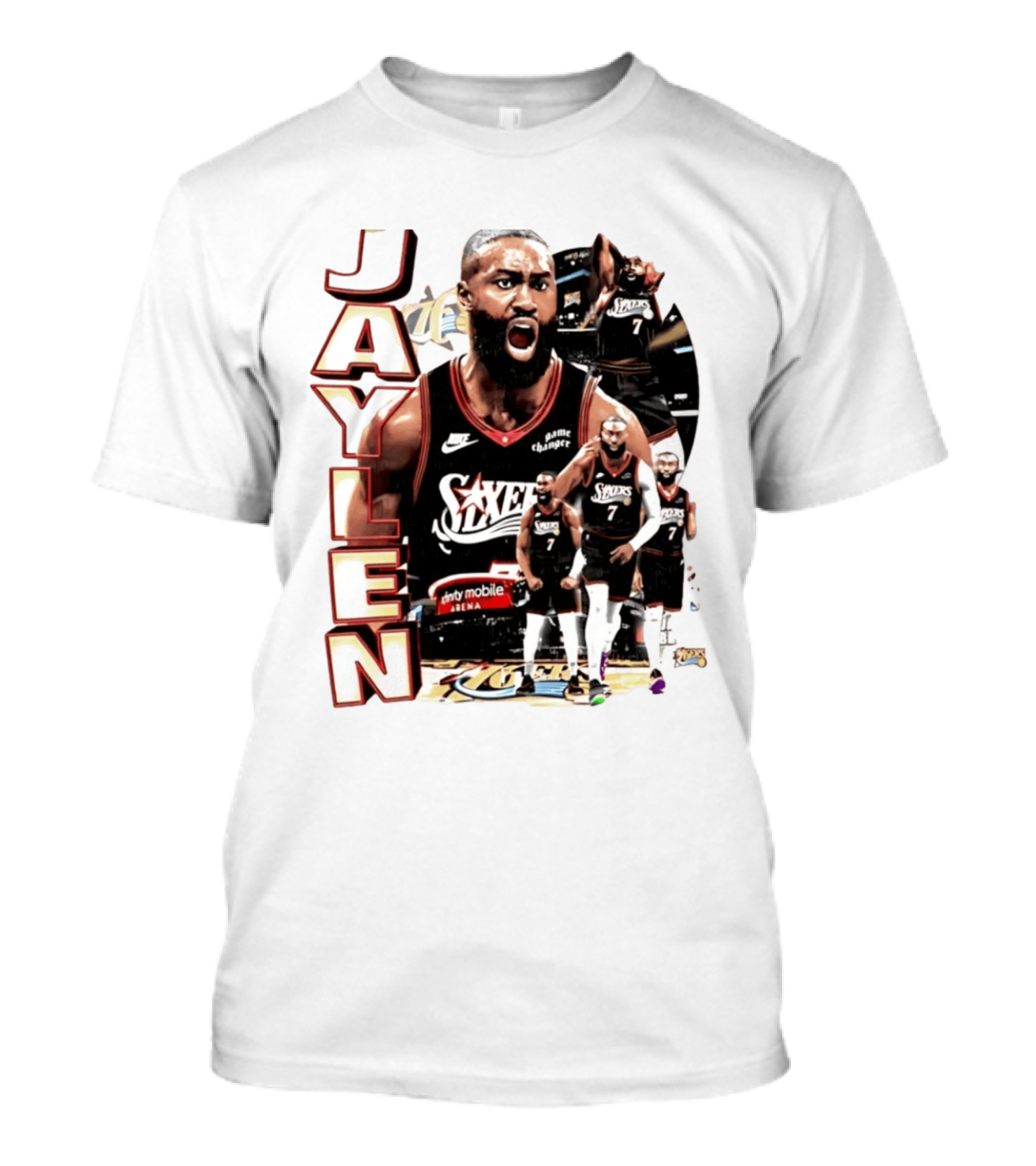 Jaylen Brown Nike 76ers Number 7 Bootleg Collage T-Shirt