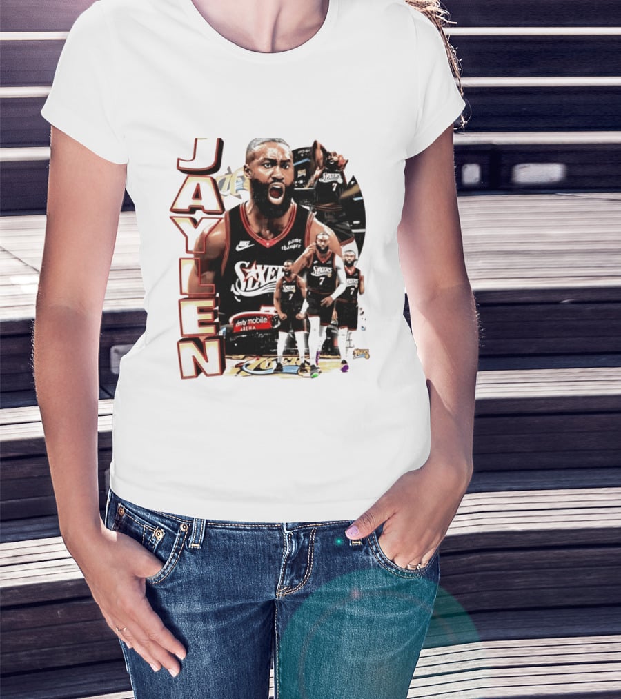 Jaylen Brown Nike 76ers Number 7 Bootleg Collage T-Shirt
