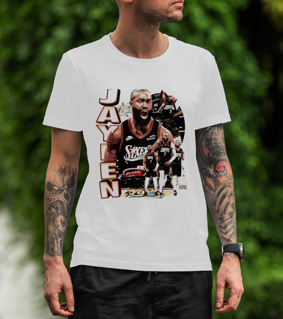 Jaylen Brown Nike 76ers Number 7 Bootleg Collage T-Shirt