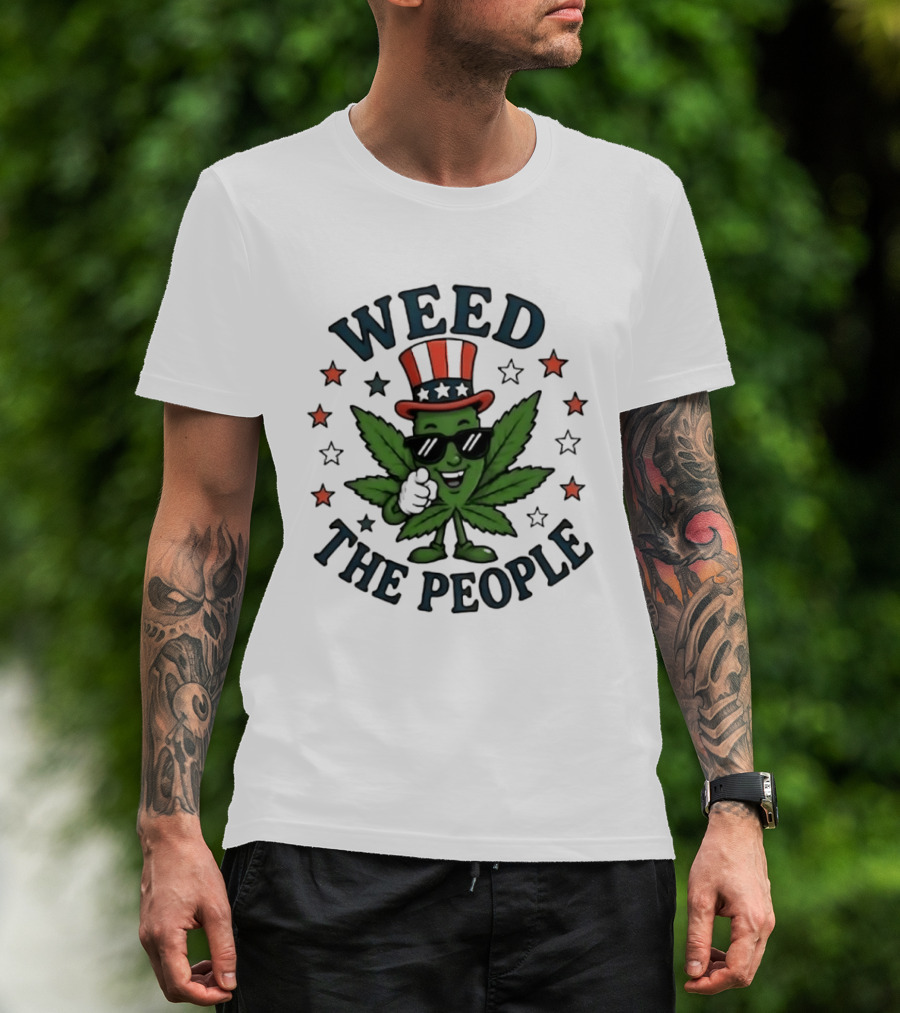 Weed The People Cannabis Uncle Sam Patriotic Leaf Stars T-Shirt