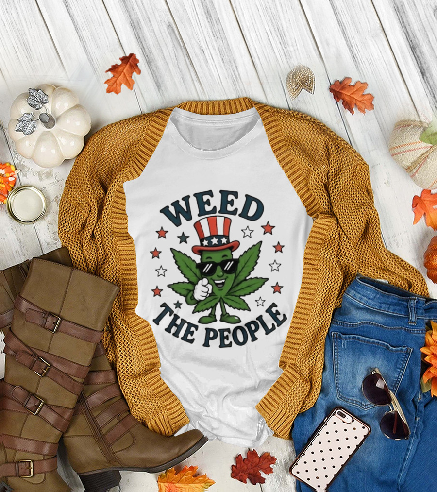 Weed the People Cannabis Uncle Sam Patriotic Leaf Stars T-Shirt