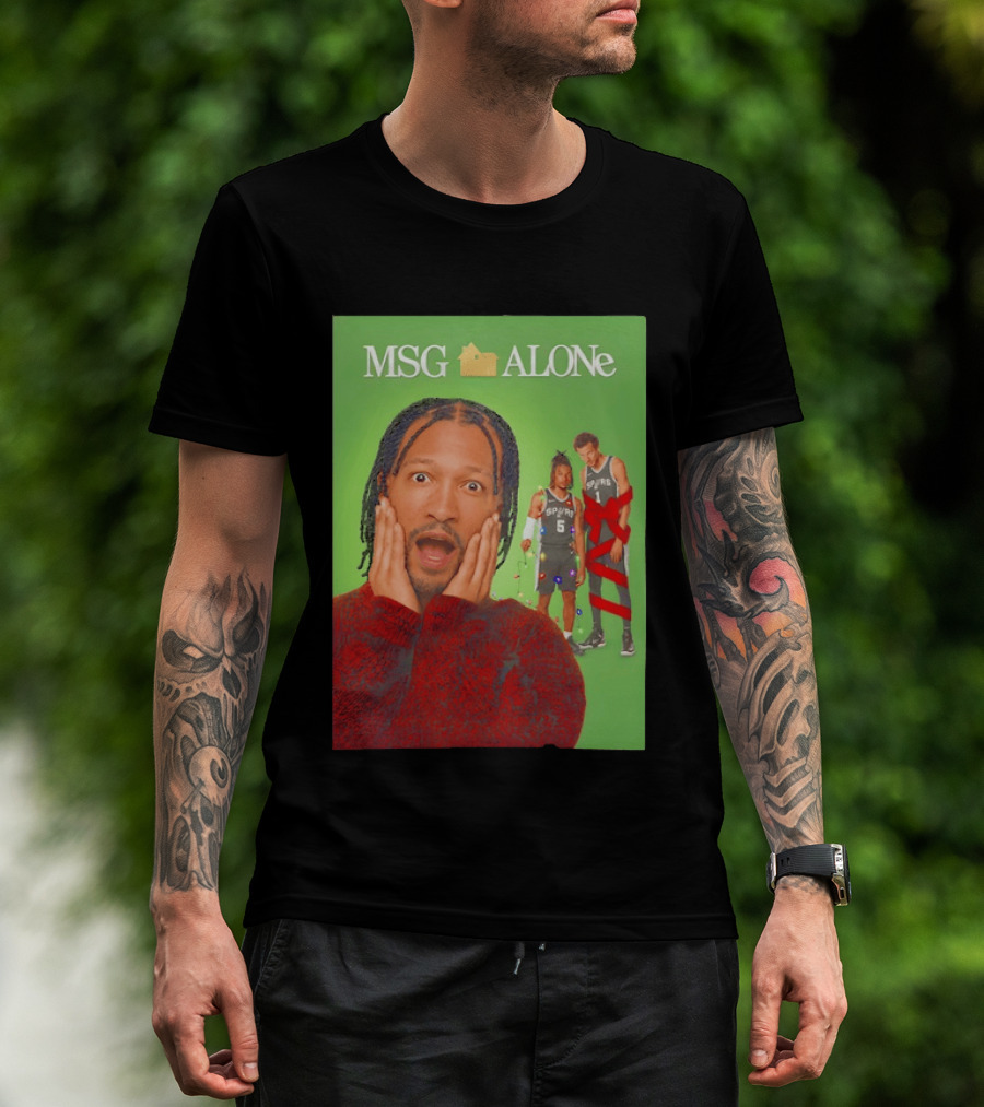 MSG ALONe Jalen Brunson Victor Wembanyama New York Knicks Home Alone NBA Basketball Spurs T-Shirt
