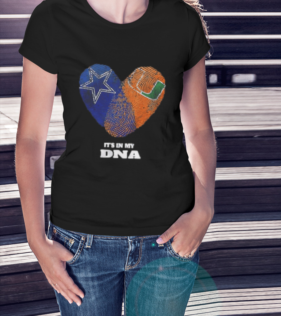 Dallas Cowboys Miami Hurricanes Heart Shape It's In My DNA T-Shirt