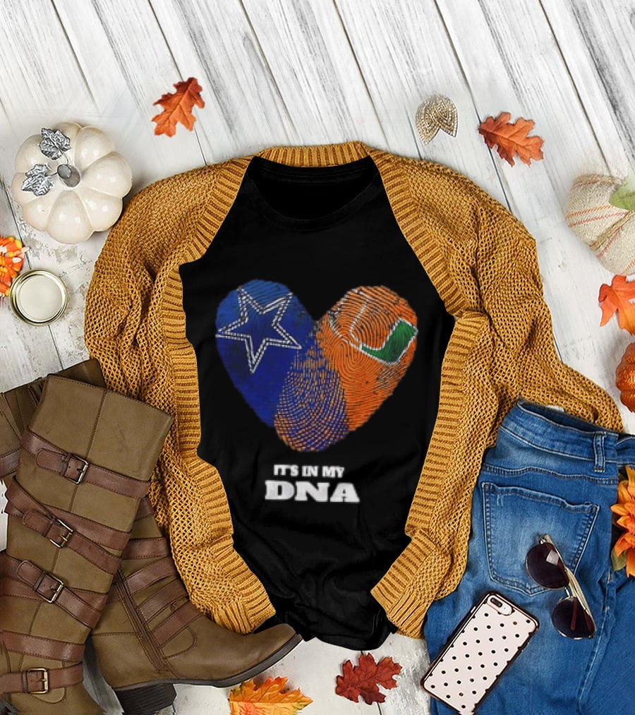 Dallas Cowboys Miami Hurricanes Heart Shape It's In My DNA T-Shirt