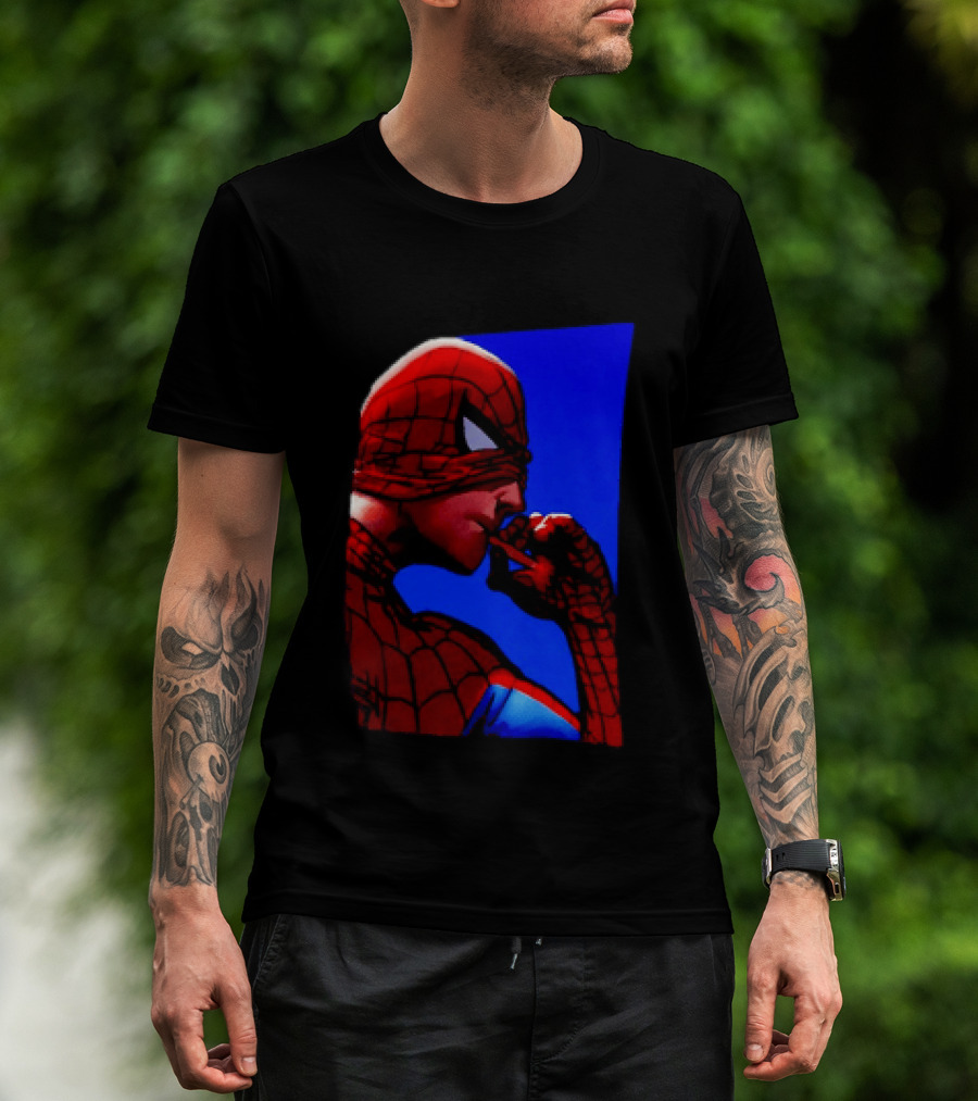 Spider Man Smoking Reaction Meme Awkward Superhero T-Shirt