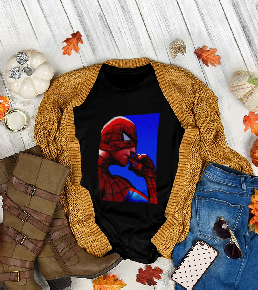 Spider Man Smoking Reaction Meme Awkward Superhero T-Shirt
