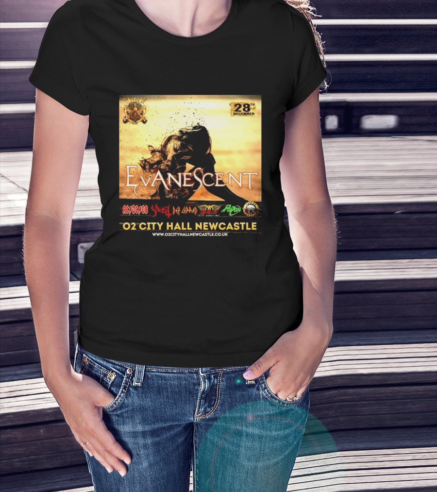 Evanescent Live At O2 City Hall Newcastle With AC/DC Ghost Def Leppard And Poison December 28th T-Shirt