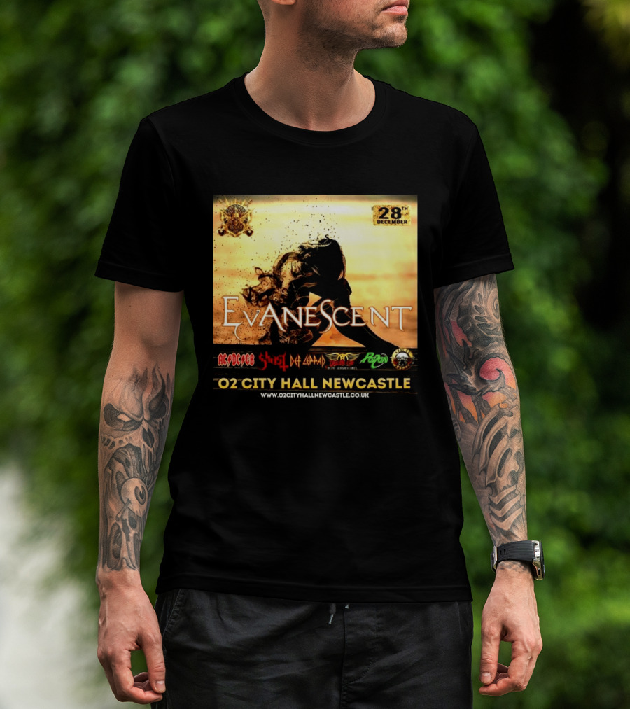 Evanescent Live At O2 City Hall Newcastle With AC/DC Ghost Def Leppard And Poison December 28th T-Shirt