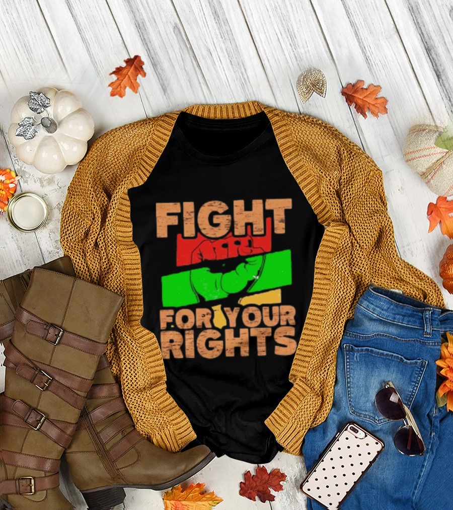 Fist Emblem Fight for Your Rights Multicolor T-Shirt
