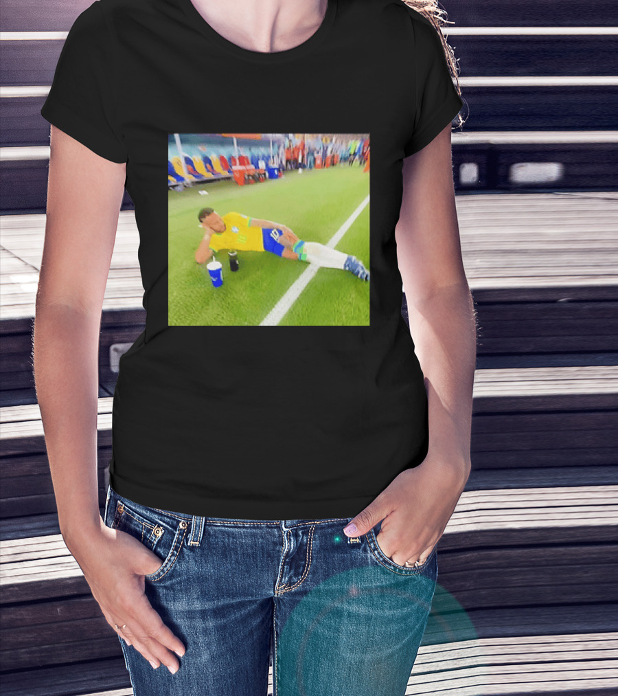 Neymar Jr Brazil Number 10 Relaxing Pitch Meme Iconic Soccer Moment T-Shirt