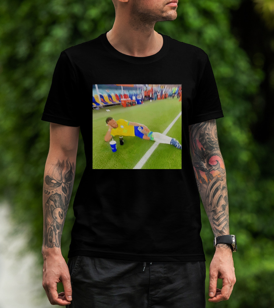 Neymar Jr Brazil Number 10 Relaxing Pitch Meme Iconic Soccer Moment T-Shirt