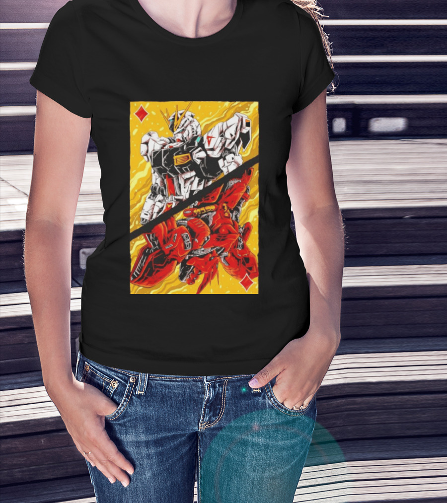 Nu Gundam Sazabi Mobile Suit Gundam Char's Counterattack Playing Card T-Shirt
