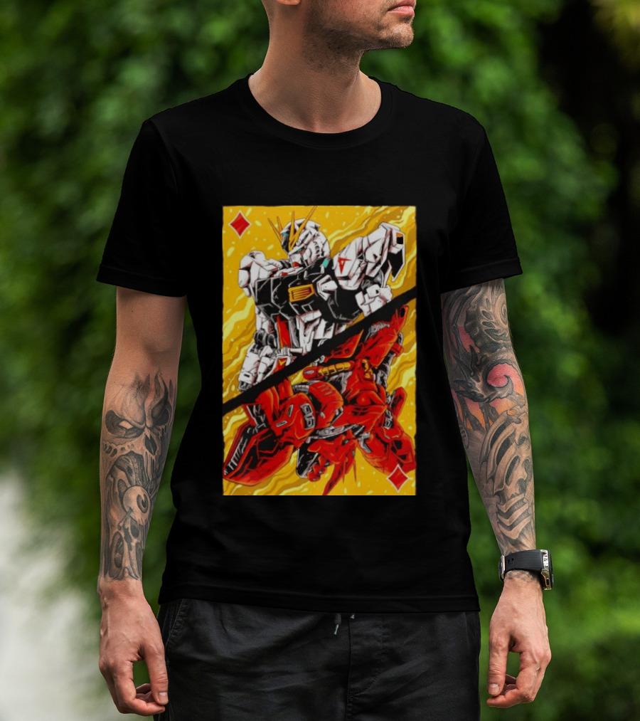 Nu Gundam Sazabi Mobile Suit Gundam Char's Counterattack Playing Card T-Shirt