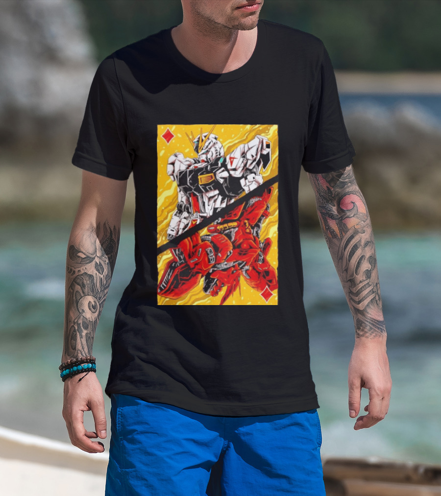 Nu Gundam Sazabi Mobile Suit Gundam Char's Counterattack Playing Card T-Shirt