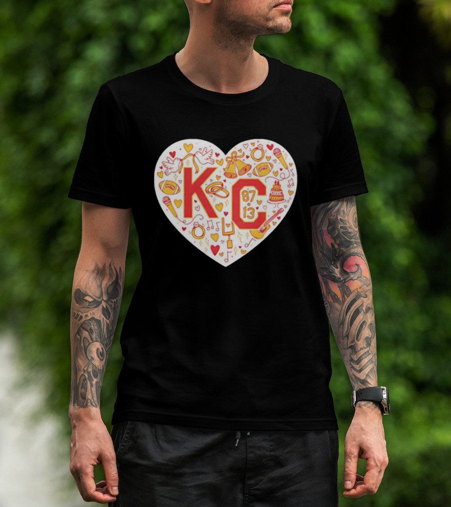 Travis Kelce Taylor KC 87 13 Kansas City Chiefs Football Love Heart T-Shirt