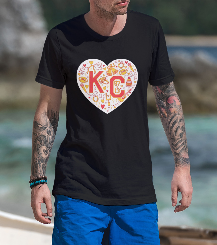 Travis Kelce Taylor KC 87 13 Kansas City Chiefs Football Love Heart T-Shirt