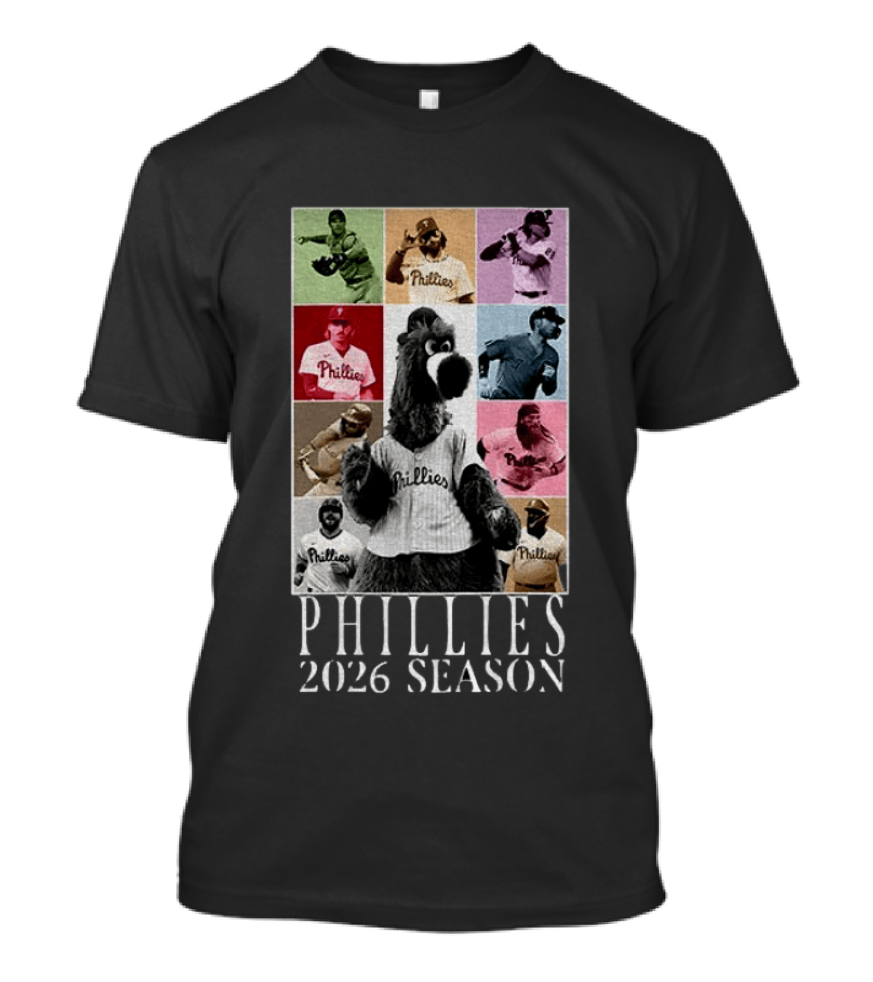 Phillies 2026 Season Phillie Phanatic And Philadelphia Phillies Players T-Shirt