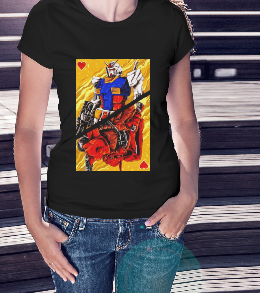 RX 78 2 Gundam Mobile Suit King Of Hearts Playing Card T-Shirt