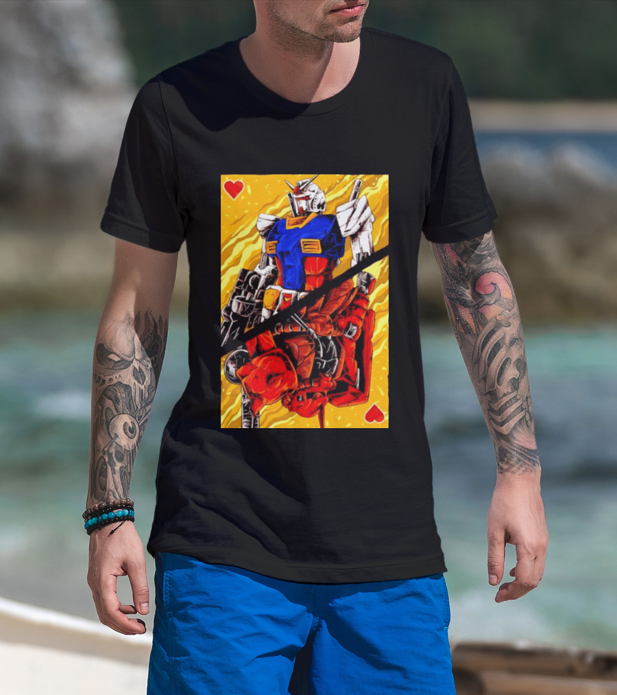 RX 78 2 Gundam Mobile Suit King Of Hearts Playing Card T-Shirt