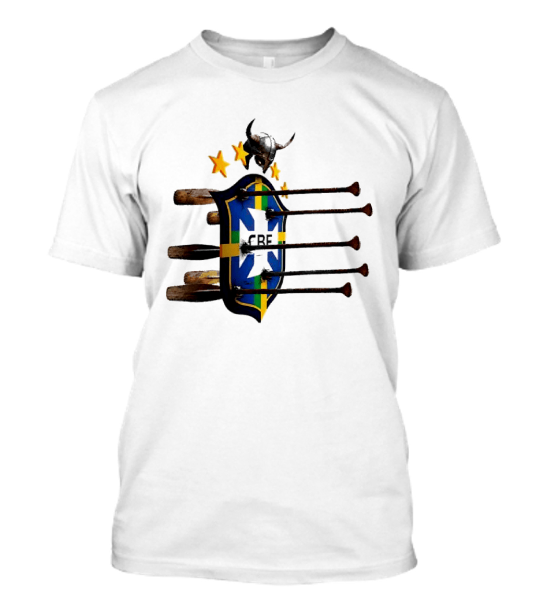Brazil National Football Team CBF Viking Helmet Spears Stars T-Shirt
