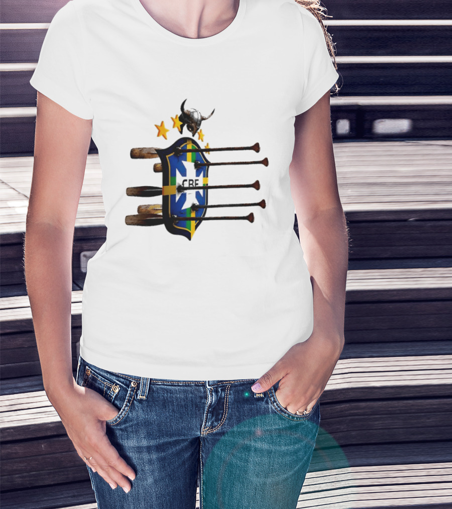 Brazil National Football Team CBF Viking Helmet Spears Stars T-Shirt