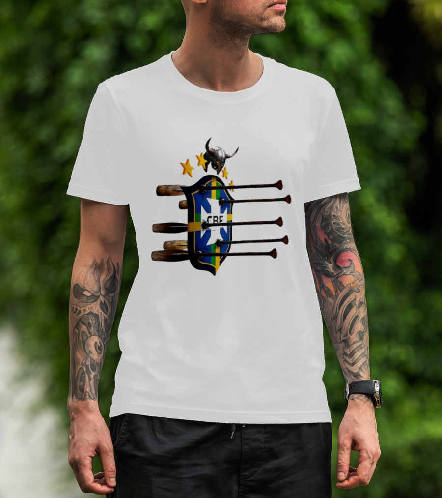 Brazil National Football Team CBF Viking Helmet Spears Stars T-Shirt
