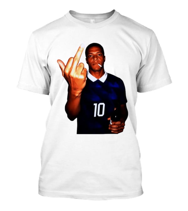 Kylian Mbappe Number 10 Edgy Gesture With Cigarette And Drink T-Shirt