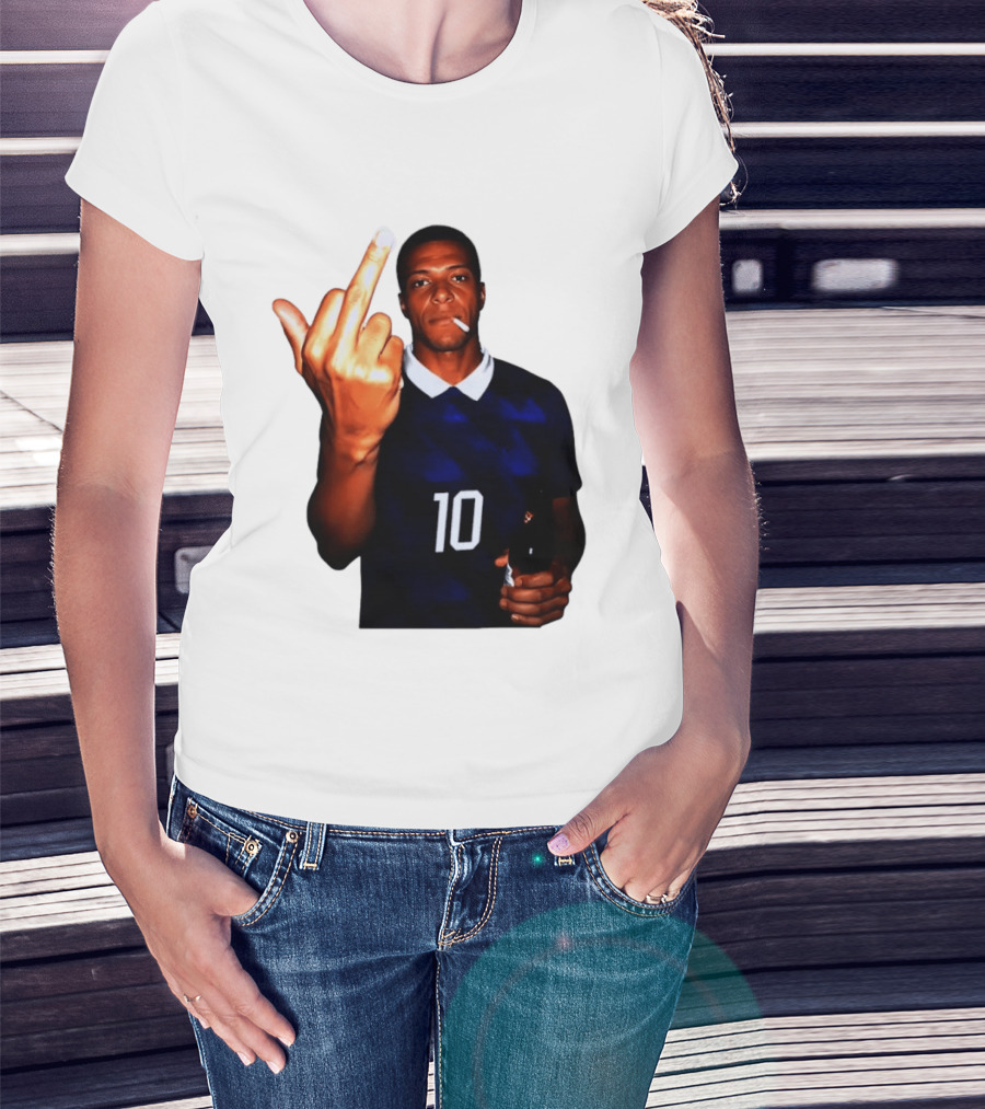 Kylian Mbappe Number 10 Edgy Gesture With Cigarette And Drink T-Shirt
