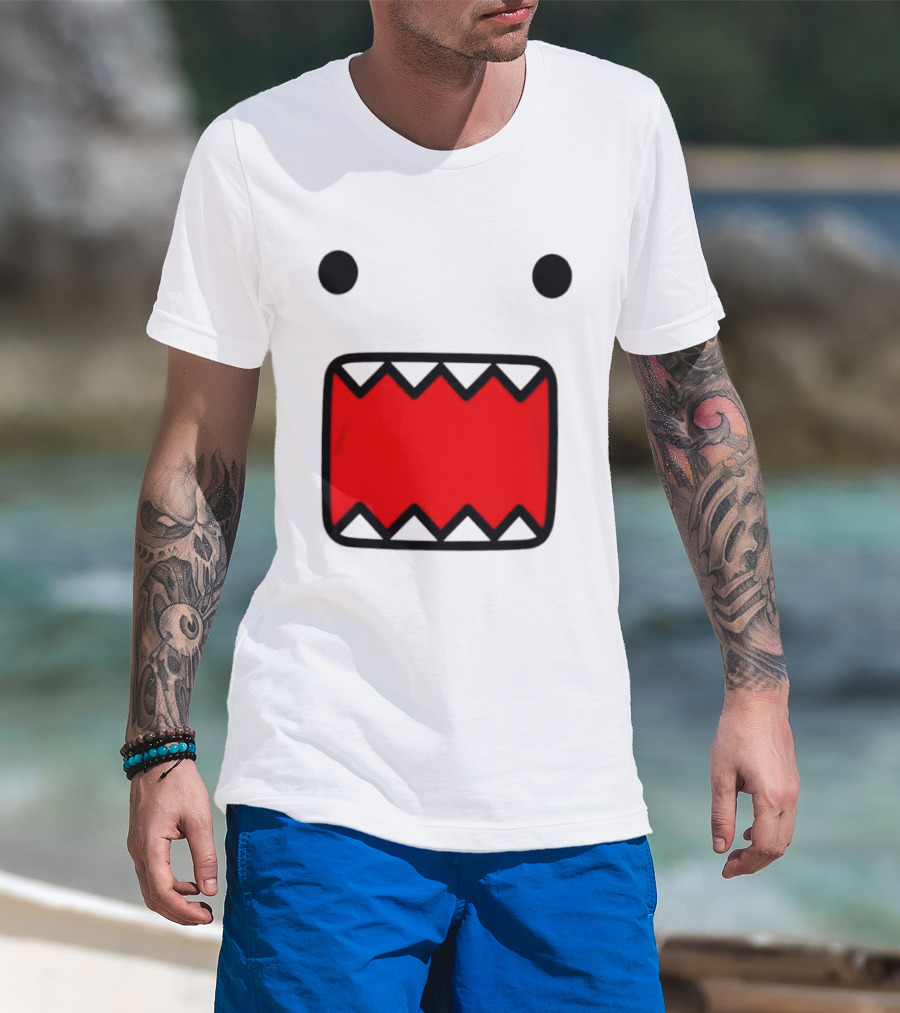 Domo Face Red And Pink Contrast T-Shirt