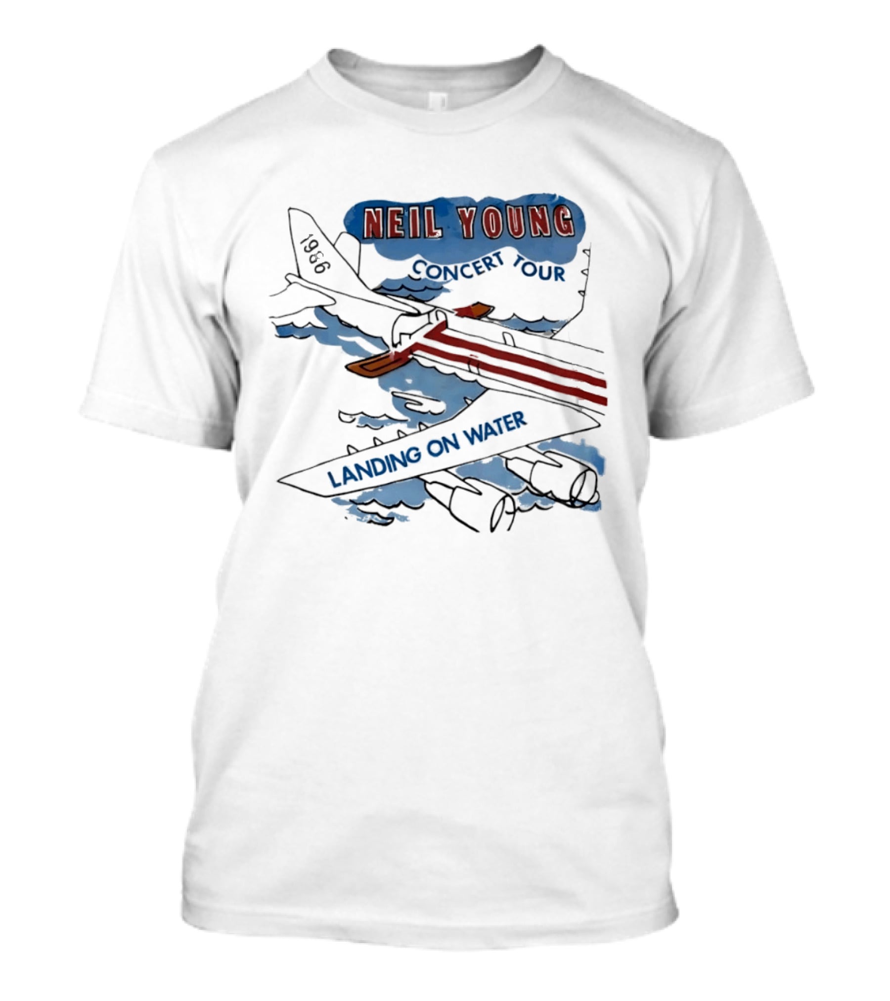 Neil Young 1986 Concert Tour Landing On Water T-Shirt