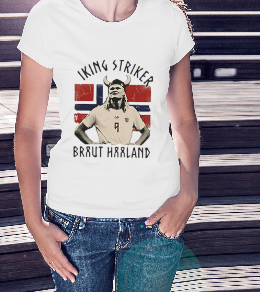 Braut Haaland Viking Striker Norway Flag T-Shirt