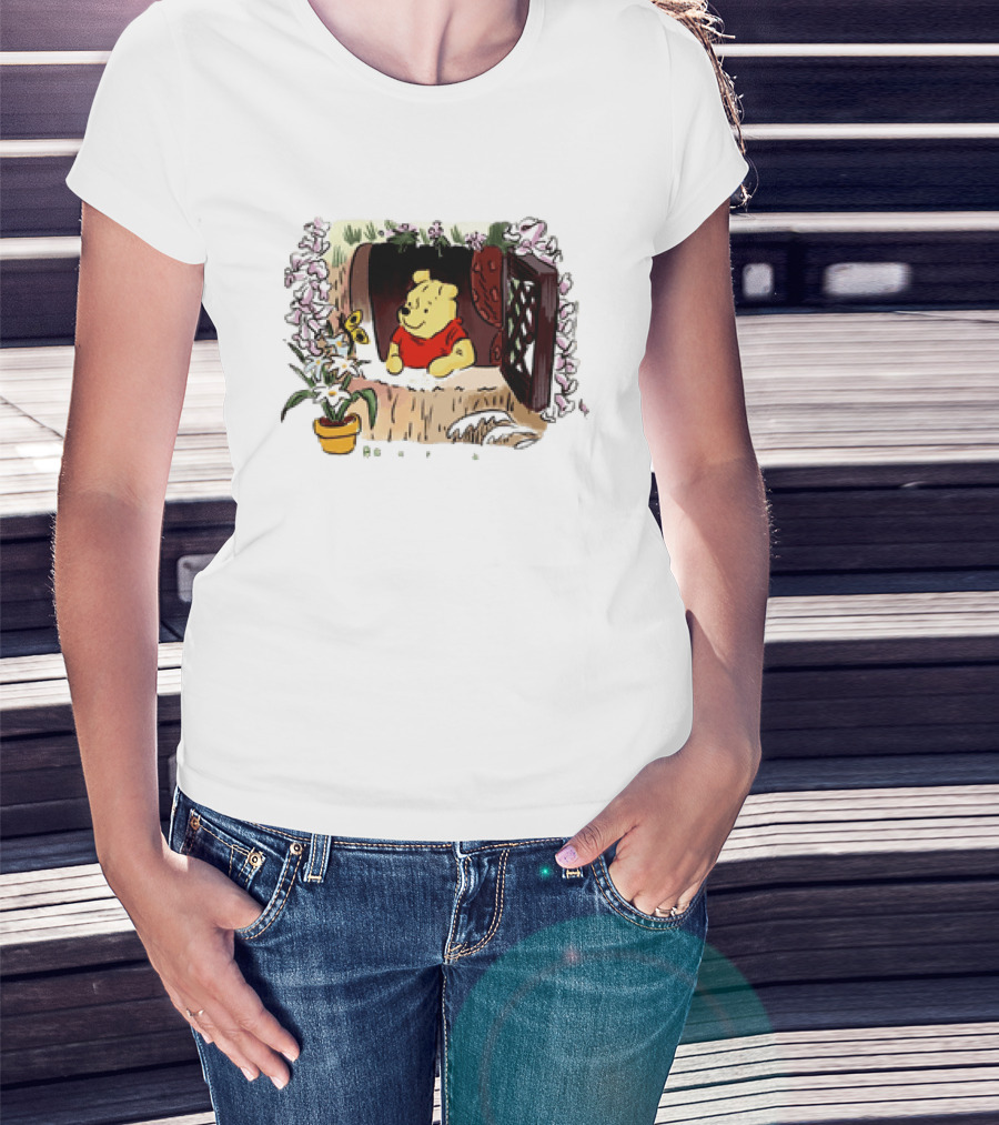 Winnie The Pooh Breathe It's A New Day Inspirational Morning Window Scene T-Shirt