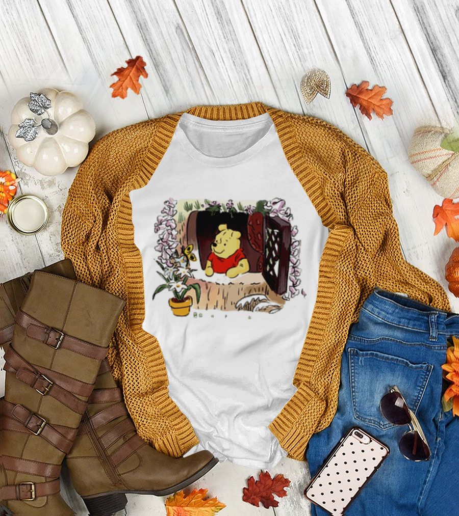 Winnie the Pooh Breathe It's a New Day Inspirational Morning Window Scene T-Shirt