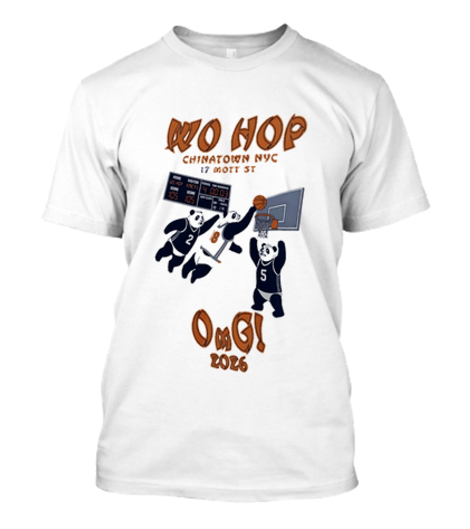 Wo Hop Chinatown NYC 17 Mott St Basketball Pandas Knicks 2026 OMG T-Shirt