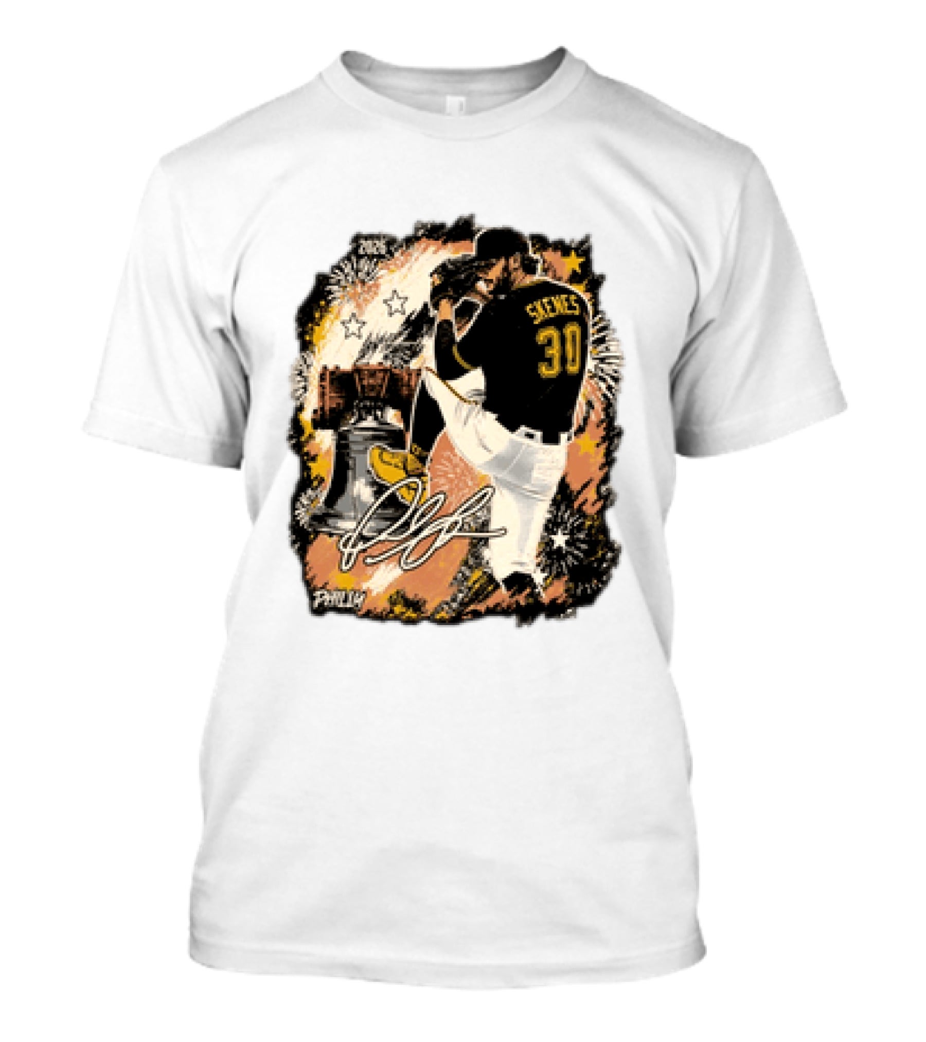 Pittsburgh Pirates Paul Skenes 30 MLB Players All Star Philly Collaboration Liberty Bell Fireworks T-Shirt