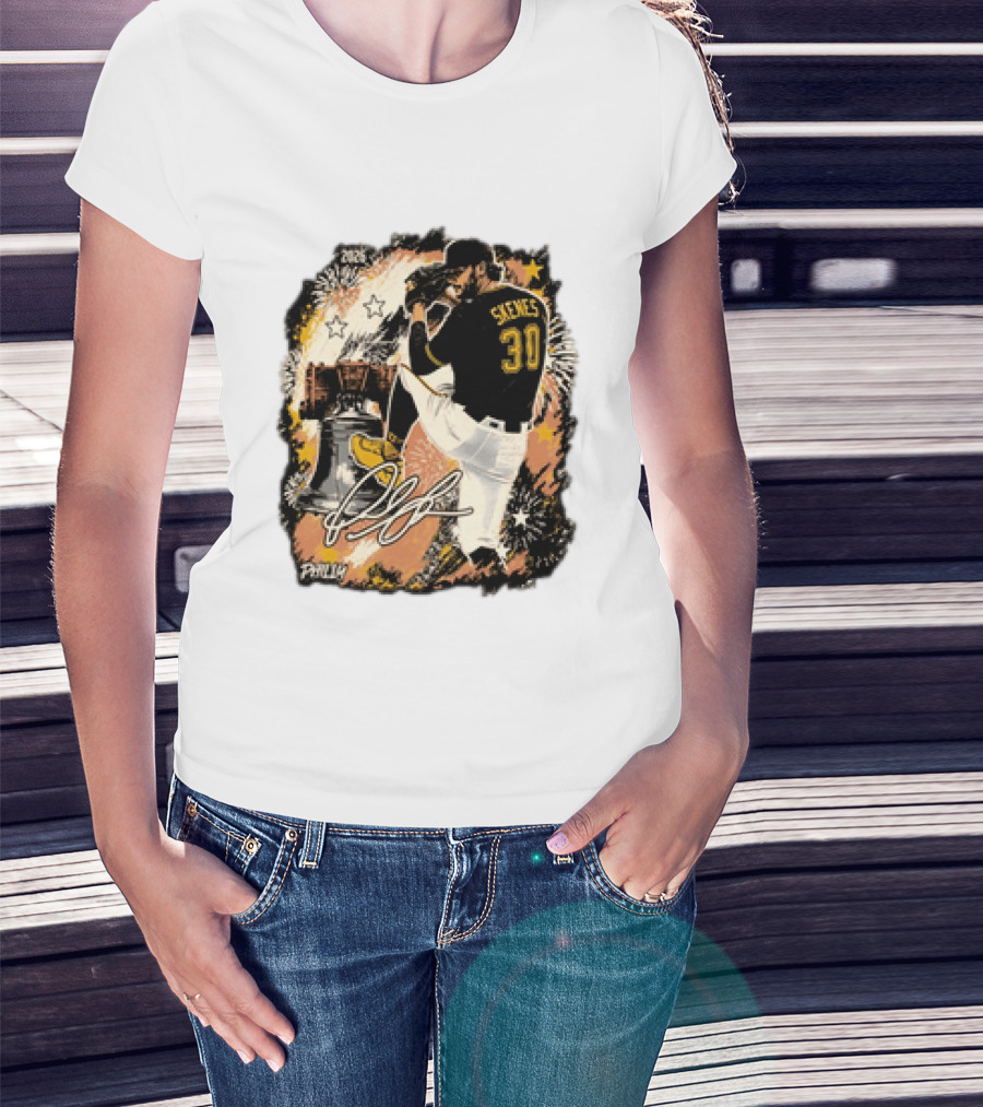 Pittsburgh Pirates Paul Skenes 30 MLB Players All Star Philly Collaboration Liberty Bell Fireworks T-Shirt